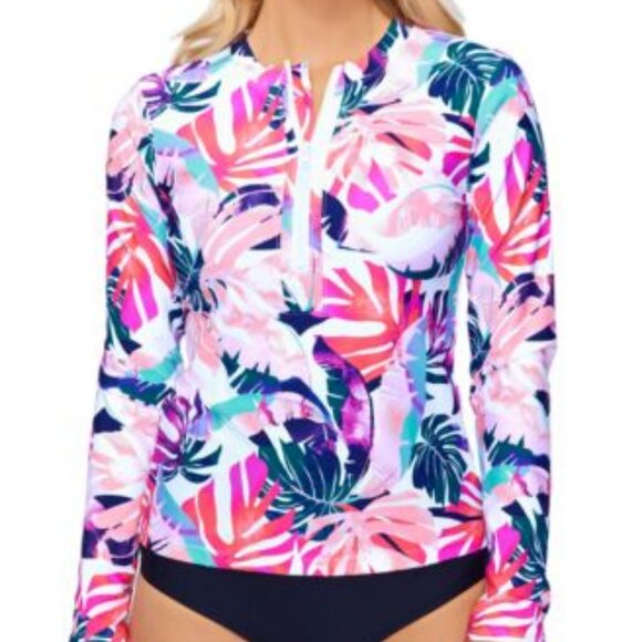 Island Escape | Swim | Island Escape Multi Color Long Sleeve Tropical ...